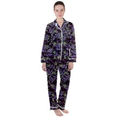 Abstract Collage Random Pattern Satin Long Sleeve Pajamas Set by dflcprintsclothing