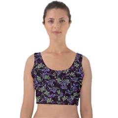 Abstract Collage Random Pattern Velvet Crop Top by dflcprintsclothing