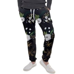 Black And White Floral Textile Digital Art Abstract Pattern Men s Jogger Sweatpants by danenraven
