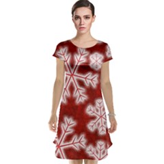 Snowflakes And Star Patterns Red Frost Cap Sleeve Nightdress by artworkshop