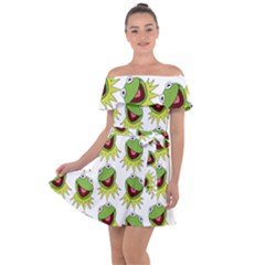 Kermit The Frog Off Shoulder Velour Dress by Valentinaart