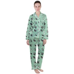Insects Pattern Satin Long Sleeve Pajamas Set by Valentinaart