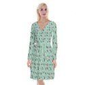 Insects pattern Long Sleeve Velvet Front Wrap Dress View1