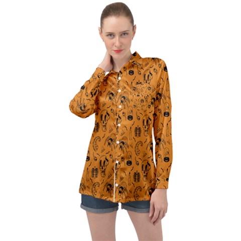 Halloween  Long Sleeve Satin Shirt by Valentinaart