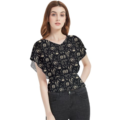 Halloween  Butterfly Chiffon Blouse by Valentinaart