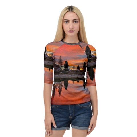 Lago Di Limides Dolomites Alps Italy Mountains Quarter Sleeve Raglan Tee by danenraven