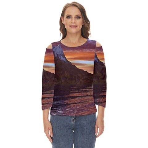 Sunset Island Tropical Sea Ocean Water Travel Cut Out Wide Sleeve Top by danenraven