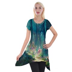 Magical Forest Forest Painting Fantasy Short Sleeve Side Drop Tunic by danenraven