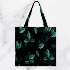 Leaves Pattern Zipper Grocery Tote Bag by artworkshop