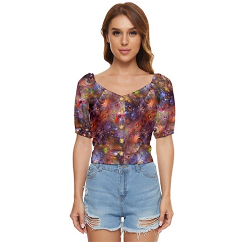 Fantasy Surreal Animals Psychedelic Pattern Button Up Blouse by danenraven