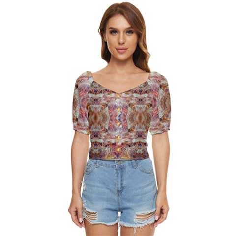 Pastels Kaleidoscope Button Up Blouse by kaleidomarblingart