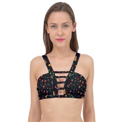 Christmas Pattern Texture Colorful Wallpaper Cage Up Bikini Top by Ravend