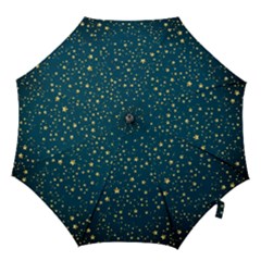 Star Golden Pattern Christmas Design White Gold Hook Handle Umbrellas (large) by Ravend