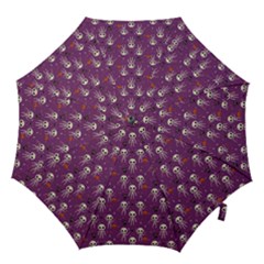 Background Halloween Pattern Pumpkin Skeleton Bat Hook Handle Umbrellas (medium) by Ravend
