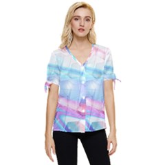Polygons Bokeh Geometric Art Geometric Background Bow Sleeve Button Up Top by Ravend