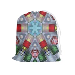 Geometric Symmetrical Symmetry Data Futuristic Drawstring Pouch (xl) by Ravend