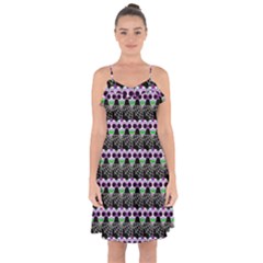 Skullspider Ruffle Detail Chiffon Dress by Sparkle