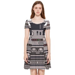 Cassette Recorder 80s Music Stereo Inside Out Cap Sleeve Dress by Pakemis