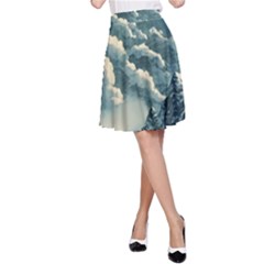 Mountains Alps Nature Clouds Sky Fresh Air Art A-line Skirt by Pakemis
