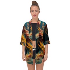 Flame Deep Sea Underwater Creature Wild Open Front Chiffon Kimono by Pakemis
