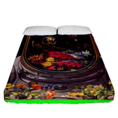 Astronaut Universe Planting Flowers Cosmos Jpg Fitted Sheet (queen Size) by Pakemis