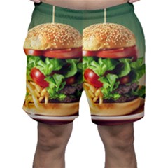 Hamburger Cheeseburger Burger 3d Render Snack Men s Shorts by Pakemis