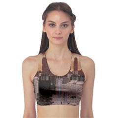 Skyline Skyscrapers Futuristic Sci-fi Panorama Sports Bra by Pakemis