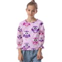 Seamless Cute Colourfull Owl Kids Pattern Kids  Cuff Sleeve Top View1