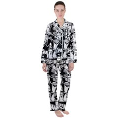 Graffiti Spray Can Characters Seamless Pattern Women s Long Sleeve Satin Pajamas Set	 by Pakemis