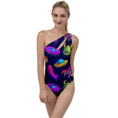 Space Pattern To One Side Swimsuit by Pakemis