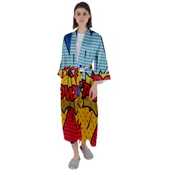 Pow Word Pop Art Style Expression Vector Maxi Satin Kimono by Pakemis