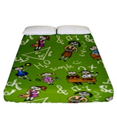 Seamless Pattern With Kids Fitted Sheet (king Size) by Pakemis