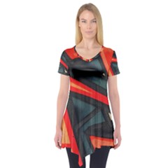 Graffiti Detail Wallpaper Texture Background Short Sleeve Tunic  by Pakemis