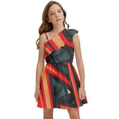Graffiti Detail Wallpaper Texture Background Kids  One Shoulder Party Dress by Pakemis