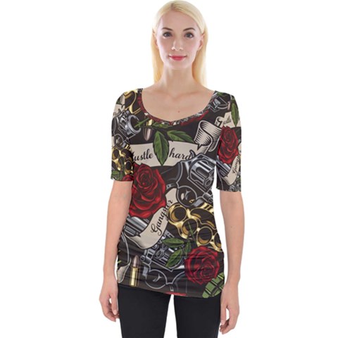 Seamless Vector Pattern Wide Neckline Tee by Pakemis