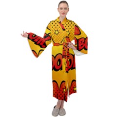 Explosion Boom Pop Art Style Maxi Velour Kimono by Pakemis