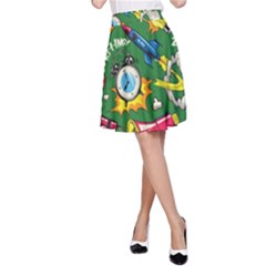 Pop Art Colorful Seamless Pattern A-line Skirt by Pakemis