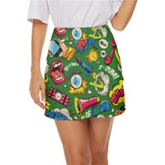 Pop Art Colorful Seamless Pattern Mini Front Wrap Skirt by Pakemis