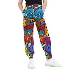 Graffiti Characters Seamless Pattern Kids  Elastic Waist Pants by Pakemis