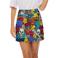 Graffiti Characters Seamless Pattern Mini Front Wrap Skirt by Pakemis