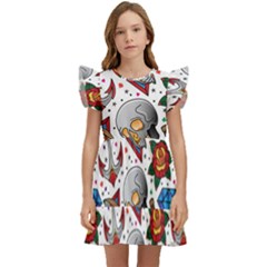 Full Color Flash Tattoo Patterns Kids  Winged Sleeve Dress by Pakemis