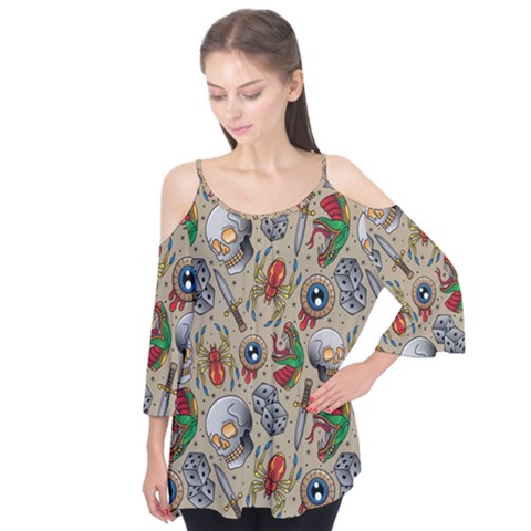 Tattoo Pattern Flutter Tees by Pakemis