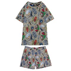 Tattoo Pattern Kids  Swim Tee And Shorts Set by Pakemis