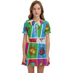 Pop Art Comic Vector Speech Cartoon Bubbles Popart Style With Humor Text Boom Bang Bubbling Expressi Kids  Sweet Collar Dress by Pakemis