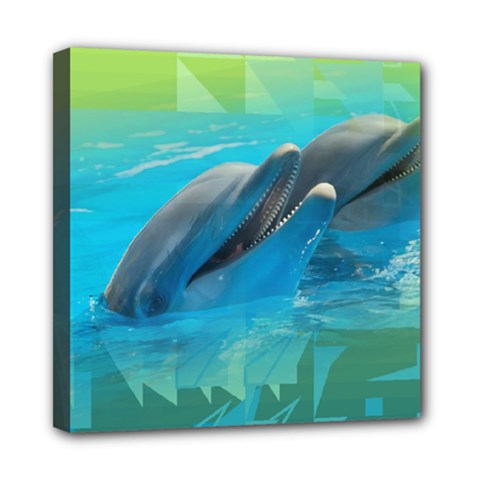 Beautiful Dolphins Mini Canvas 8  X 8  (stretched) by Sparkle