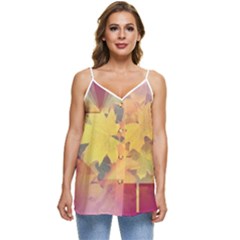 Colorful Nature Casual Spaghetti Strap Chiffon Top by Sparkle