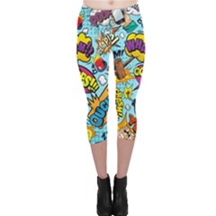 Comic Elements Colorful Seamless Pattern Capri Leggings  by Pakemis