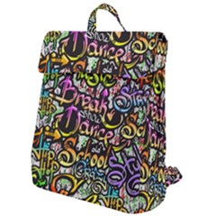 Graffiti Word Seamless Pattern Flap Top Backpack by Pakemis