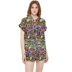 Graffiti Word Seamless Pattern Chiffon Lounge Set by Pakemis