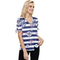 Seamless Marine Pattern Bow Sleeve Button Up Top View3